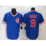 Nike Men's Mitchell and Ness Chicago Cubs #9 Javier Baez Authentic Blue Throwback MLB Jersey