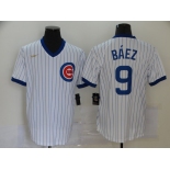 Nike Men's Mitchell and Ness Chicago Cubs #9 Javier Baez Authentic White Throwback MLB Jersey