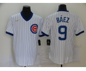 Nike Men's Mitchell and Ness Chicago Cubs #9 Javier Baez Authentic White Throwback MLB Jersey