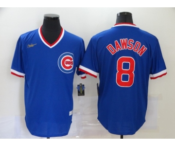 Nike Men's Mitchell and Ness Chicago Cubs#8 Andre Dawson Authentic Blue Throwback MLB Jersey