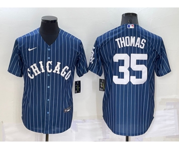 Men's Chicago White Sox #35 Frank Thomas Navy Cool Base Stitched Jersey