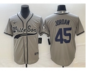 Men's Chicago White Sox #45 Michael Jordan Grey Cool Base Stitched Baseball Jersey1