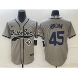 Men's Chicago White Sox #45 Michael Jordan Grey Cool Base Stitched Baseball Jersey