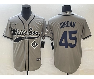 Men's Chicago White Sox #45 Michael Jordan Grey Cool Base Stitched Baseball Jersey