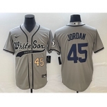 Men's Chicago White Sox #45 Michael Jordan Number Grey Cool Base Stitched Baseball Jersey