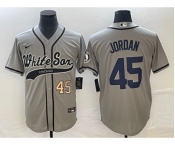 Men's Chicago White Sox #45 Michael Jordan Number Grey Cool Base Stitched Baseball Jersey