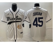 Men's Chicago White Sox #45 Michael Jordan Number White Cool Base Stitched Baseball Jersey