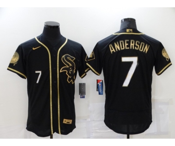 Men's Chicago White Sox #7 Tim Anderson Black 2021 Golden Edition Stitched Flex Base Nike Jersey