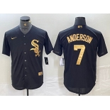 Men's Chicago White Sox #7 Tim Anderson Black Gold Cool Base Stitched Baseball Jersey