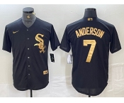 Men's Chicago White Sox #7 Tim Anderson Black Gold Cool Base Stitched Baseball Jersey