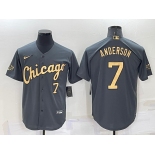 Men's Chicago White Sox #7 Tim Anderson Number Grey 2022 All Star Stitched Cool Base Nike Jersey