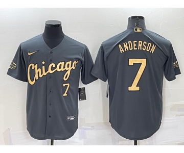 Men's Chicago White Sox #7 Tim Anderson Number Grey 2022 All Star Stitched Cool Base Nike Jersey