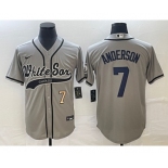 Men's Chicago White Sox #7 Tim Anderson Number Grey Cool Base Stitched Baseball Jersey