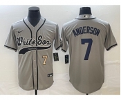 Men's Chicago White Sox #7 Tim Anderson Number Grey Cool Base Stitched Baseball Jersey