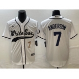 Men's Chicago White Sox #7 Tim Anderson Number White Cool Base Stitched Baseball Jersey