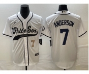 Men's Chicago White Sox #7 Tim Anderson Number White Cool Base Stitched Baseball Jersey