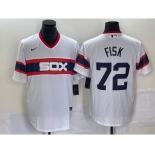 Men's Chicago White Sox #72 Carlton Fisk White Throwback Cool Base Stitched Jersey