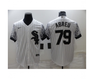 Men's Chicago White Sox #79 Jose Abreu White Gradient Sleeves Stitched Baseball Jersey