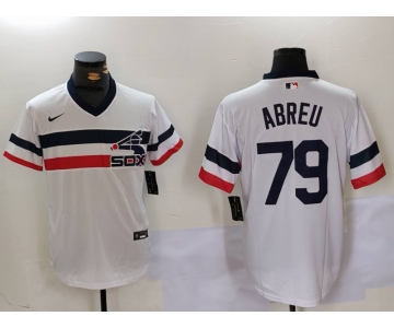 Men's Chicago White Sox #79 Jose Abreu White NEW Throwback Cool Base Nike Jersey