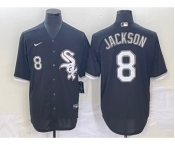 Men's Chicago White Sox #8 Bo Jackson Number Black Cool Base Stitched Jersey