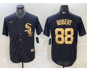 Men's Chicago White Sox #88 Luis Robert Black Gold Cool Base Stitched Baseball Jersey