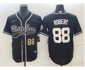 Men's Chicago White Sox #88 Luis Robert Number Black Cool Base Stitched Baseball Jersey