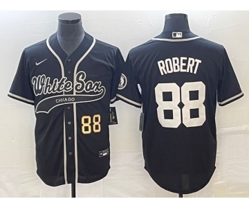 Men's Chicago White Sox #88 Luis Robert Number Black Cool Base Stitched Baseball Jersey