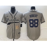 Men's Chicago White Sox #88 Luis Robert Number Grey Cool Base Stitched Baseball Jersey