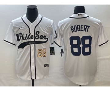 Men's Chicago White Sox #88 Luis Robert Number White Cool Base Stitched Baseball Jersey