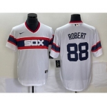 Men's Chicago White Sox #88 Luis Robert White Cool Base Throwback Stitched Jersey