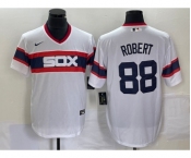 Men's Chicago White Sox #88 Luis Robert White Cool Base Throwback Stitched Jersey