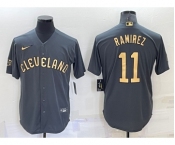 Men's Cleveland Indians #11 Jose Ramirez Grey 2022 All Star Stitched Cool Base Nike Jersey