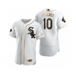 Men's Nike Chicago White Sox #10 Yoan Moncada White 2020 Authentic Golden Edition Baseball Jersey