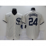 Men's Nike Chicago White Sox #24 Yasmani Grandal Cream Elite 2021 Field of Dreams Jersey