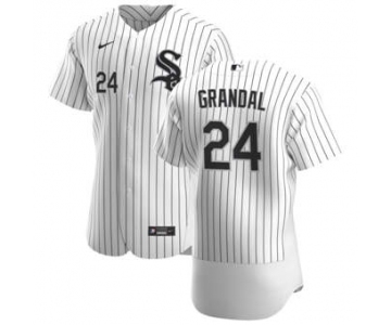 Men's Nike Chicago White Sox #24 Yasmani Grandal White Home 2020 Authentic Player Baseball Jersey