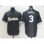 Men's Nike Chicago White Sox #3 Harold Baines Replica Black Alternate Home Cool Base Jersey