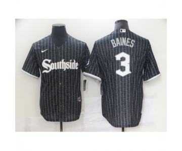 Men's Nike Chicago White Sox #3 Harold Baines Replica Black Alternate Home Cool Base Jersey