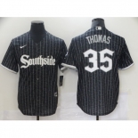 Men's Nike Chicago White Sox #35 Frank Thomas Authentic Black Fashion Jersey