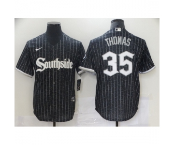 Men's Nike Chicago White Sox #35 Frank Thomas Authentic Black Fashion Jersey