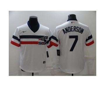 Men's Nike Chicago White Sox #7 Tim Anderson White Throwback Jersey