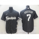 Men's Nike Chicago White Sox Southside #7 Tim Anderson Black Alternate Flex Base Jersey