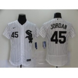 Men's Nike White Sox #45 Michael Jordan White Strip 2020 Baseball Flexbase Jersey