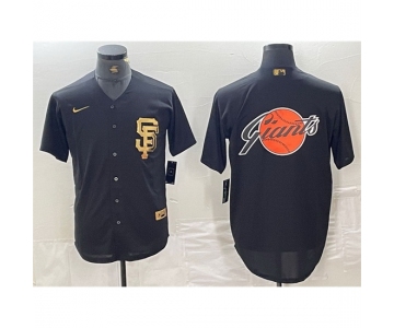 Men San Francisco Giants Black Team Big Logo Cool Base Stitched Baseball Jersey 4