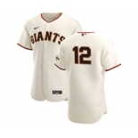 Men's Nike San Francisco Giants #12 Alex Dickerson Cream Home 2020 Authentic Player Baseball Jersey