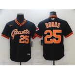 Men's Nike San Francisco Giants #25 Barry Bonds Black Retro Baseball Jersey