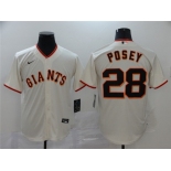 Men's Nike San Francisco Giants #28 Buster Posey Authentic Cream Alternate Cool Base Baseball Jersey