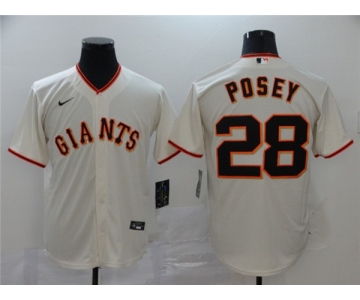 Men's Nike San Francisco Giants #28 Buster Posey Authentic Cream Alternate Cool Base Baseball Jersey