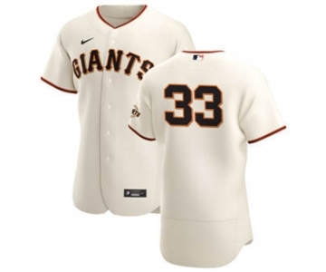 Men's Nike San Francisco Giants #33 Darin Ruf Cream Home 2020 Authentic Player Baseball Jersey