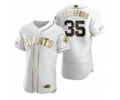 Men's Nike San Francisco Giants #35 Brandon Crawford White 2020 Authentic Golden Edition Baseball Jersey