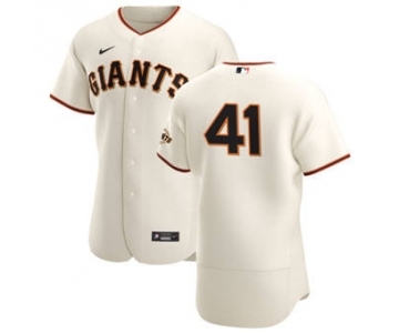 Men's Nike San Francisco Giants #41 Wilmer Flores Cream Home 2020 Authentic Player Baseball Jersey